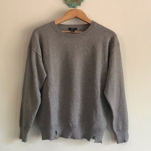 Gray distressed sweater, size M
